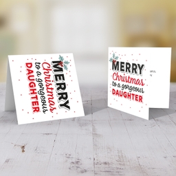 Daughter - Merry Christmas to a gorgeous daughter Christmas card with holly in English