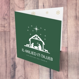 Driver - Crib silhouette with green background Christmas card for the school driver in Maltese