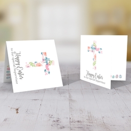 Cross with colourful flowers and hope Easter card for a special supervisor in English