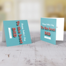 Turquoise background with striped wording father's day card in English