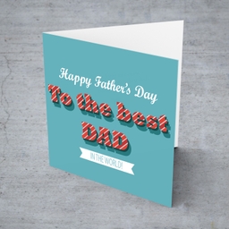 Turquoise background with striped wording father's day card in English