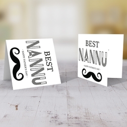 Monochrome father's day card for Nannu in English with moustache