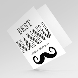 Monochrome father's day card for Nannu in English with moustache