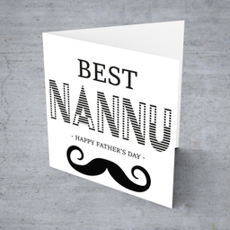 Monochrome father's day card for Nannu in English with moustache