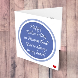 Blue circle themed fathers' day card in English for dad in Heaven