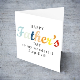 Colourful wording Father's Day Card for step-dad in English