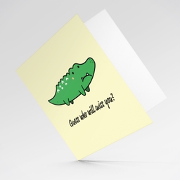 Cute crocodile farwell card - guess who will miss you in English