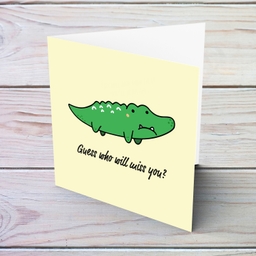 Cute crocodile farwell card - guess who will miss you in English