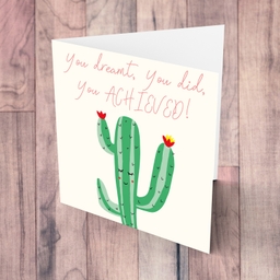 Cactus themed Graduation card in English