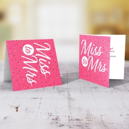 From Miss to Mrs pink with sparkles hen party card in English