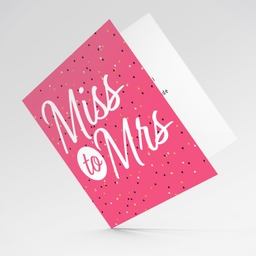 From Miss to Mrs pink with sparkles hen party card in English