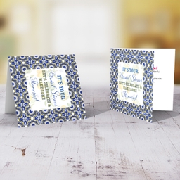 It's your bridal shower - with blue and yellow tiles, faded lemons in the background in English