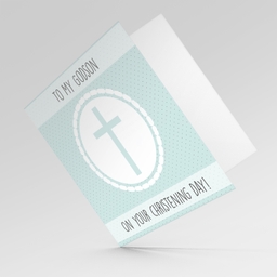 Cross themed baptism card for grandson in English