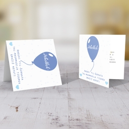 Blue balloon themed baptism card for nephew in Maltese