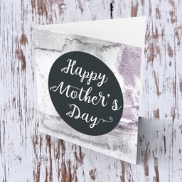 Watercolour background with dark grey circle Mother's Day Card in English (Blank on the inside)