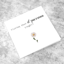 Flower themed female baptism sponsor card in Maltese