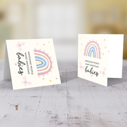 Rainbow themed new born card for parents in English