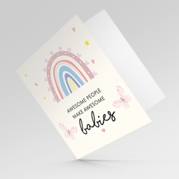 Rainbow themed new born card for parents in English