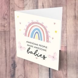 Rainbow themed new born card for parents in English