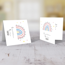 Rainbow themed new born card for twins in English