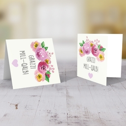 Floral wreath thank you card in Maltese