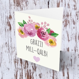 Floral wreath thank you card in Maltese