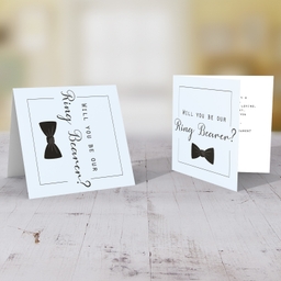 Will you be our Ring Bearer card with black bow in English