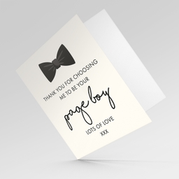 Cute bow pageboy card (from pageboy to couple) Wedding card in English