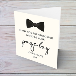 Cute bow pageboy card (from pageboy to couple) Wedding card in English