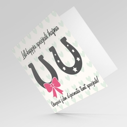 Horseshoe themed wedding card in Maltese