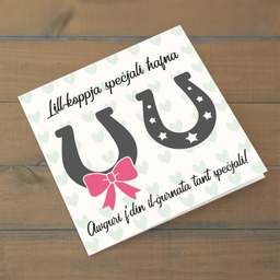 Horseshoe themed wedding card in Maltese