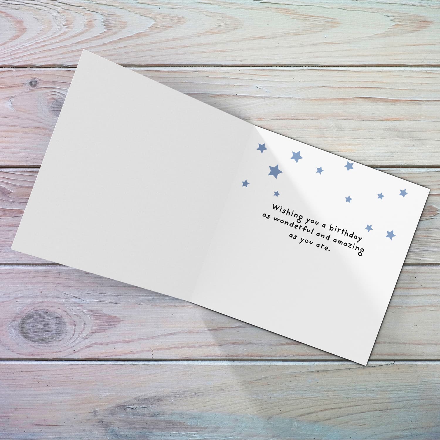 A photo birthday card for dad featuring a nintendo cartoon design, in a light blue background with scattered white stars in English