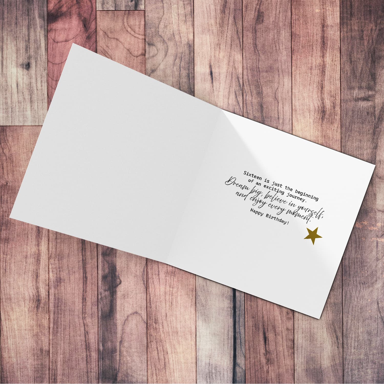 A beautiful photo birthday card for daughter's sweet 16 birthday in a light background and scatterd stars in English