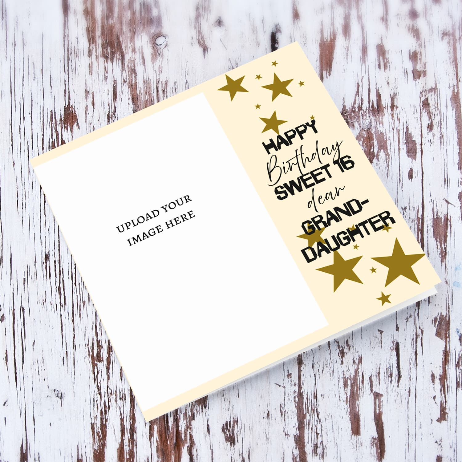 A beautiful photo birthday card for granddaughter's sweet 16 birthday in a light background and scatterd stars in English