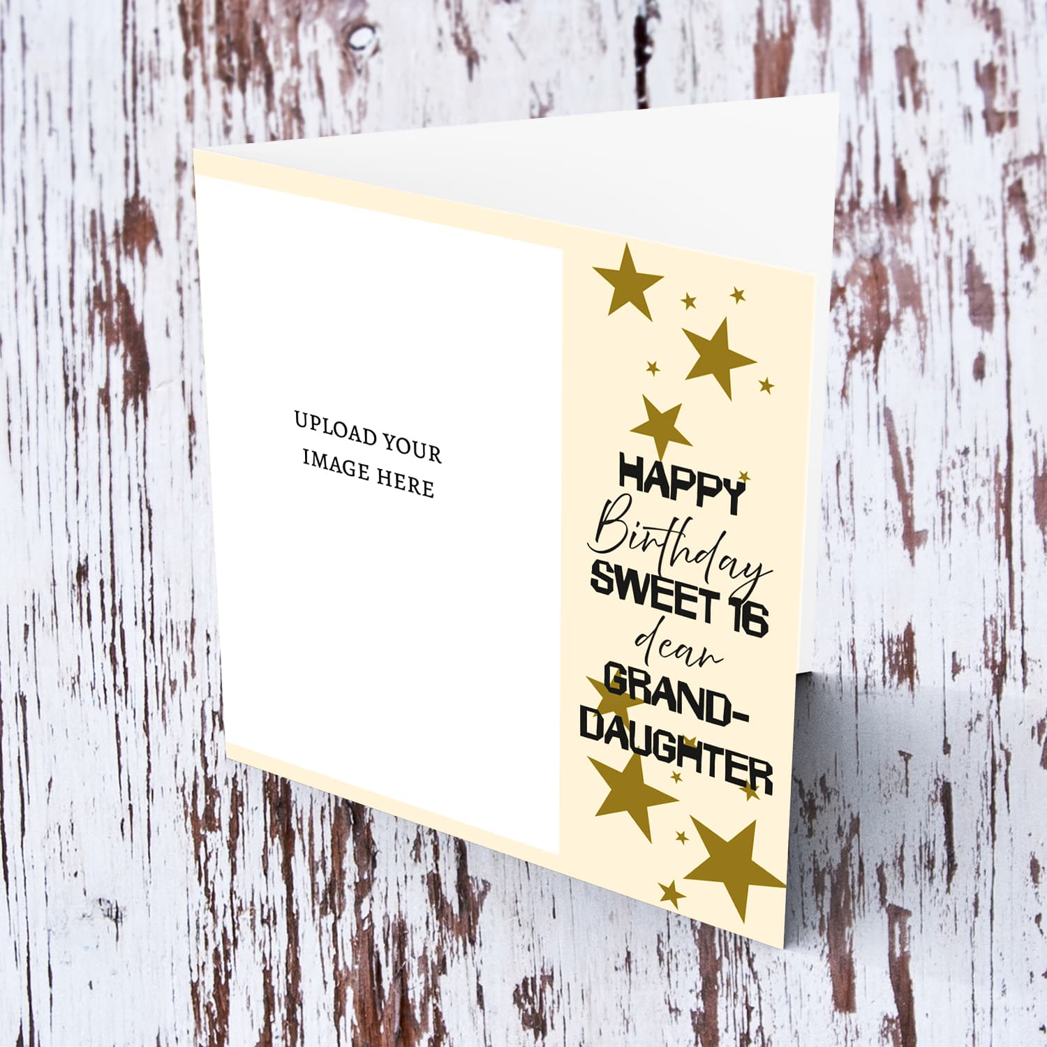 A beautiful photo birthday card for granddaughter's sweet 16 birthday in a light background and scatterd stars in English