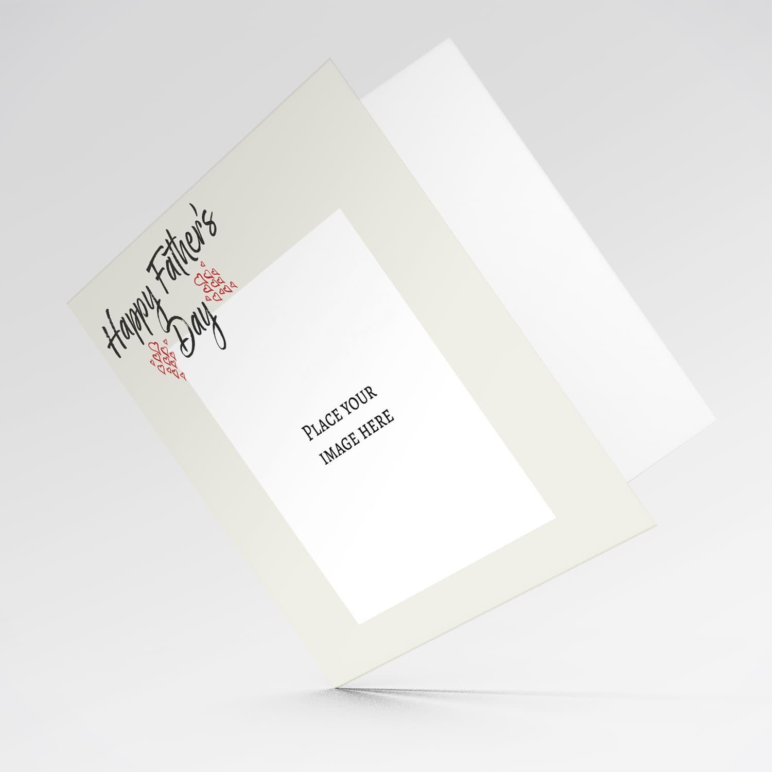 Minimalistic father's day photo card with red hearts in English