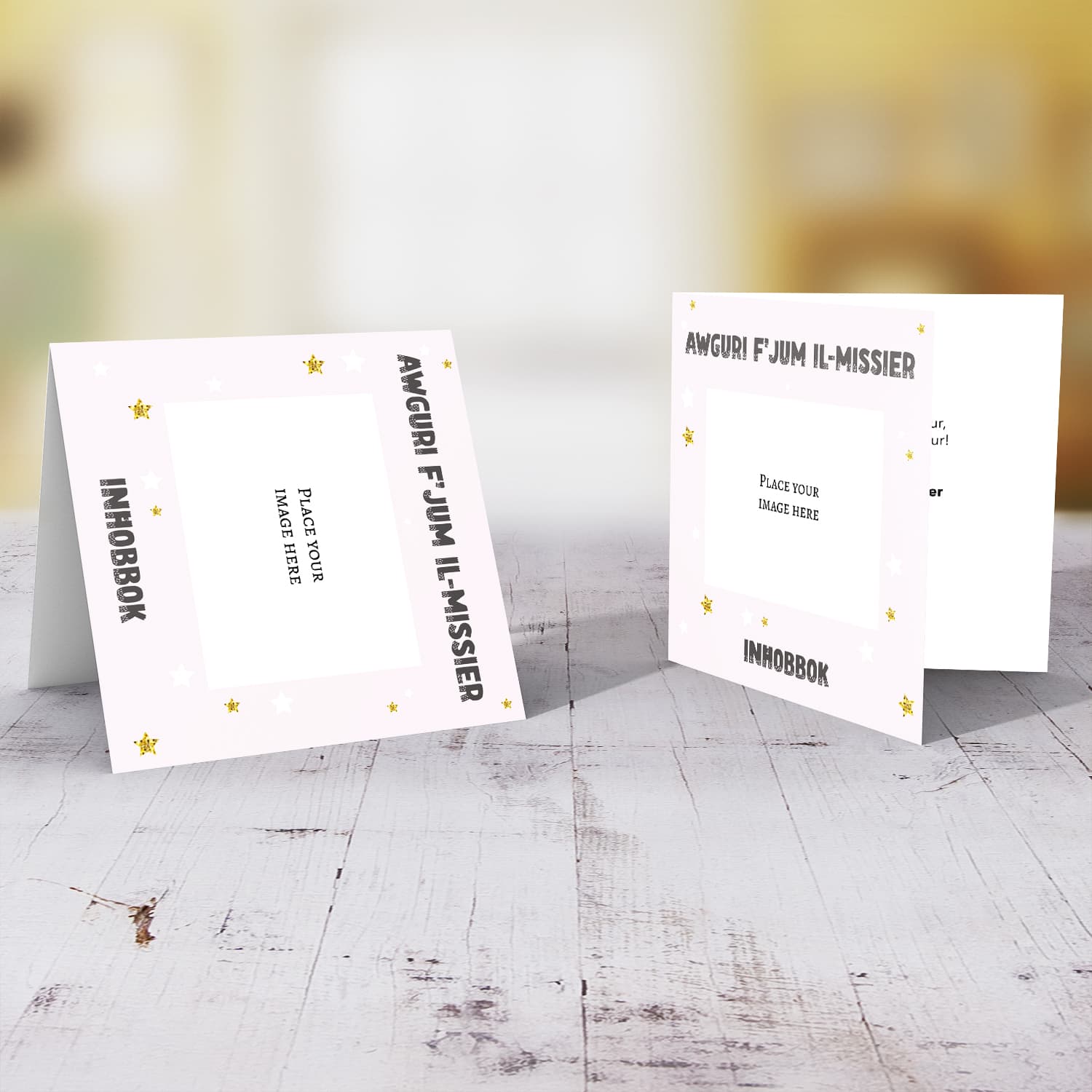 Light pink Background Father's Day Photo card with stars in Maltese