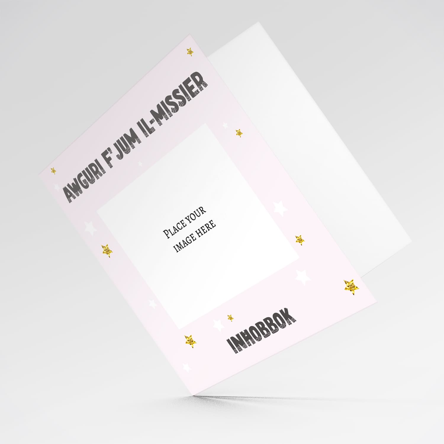 Light pink Background Father's Day Photo card with stars in Maltese