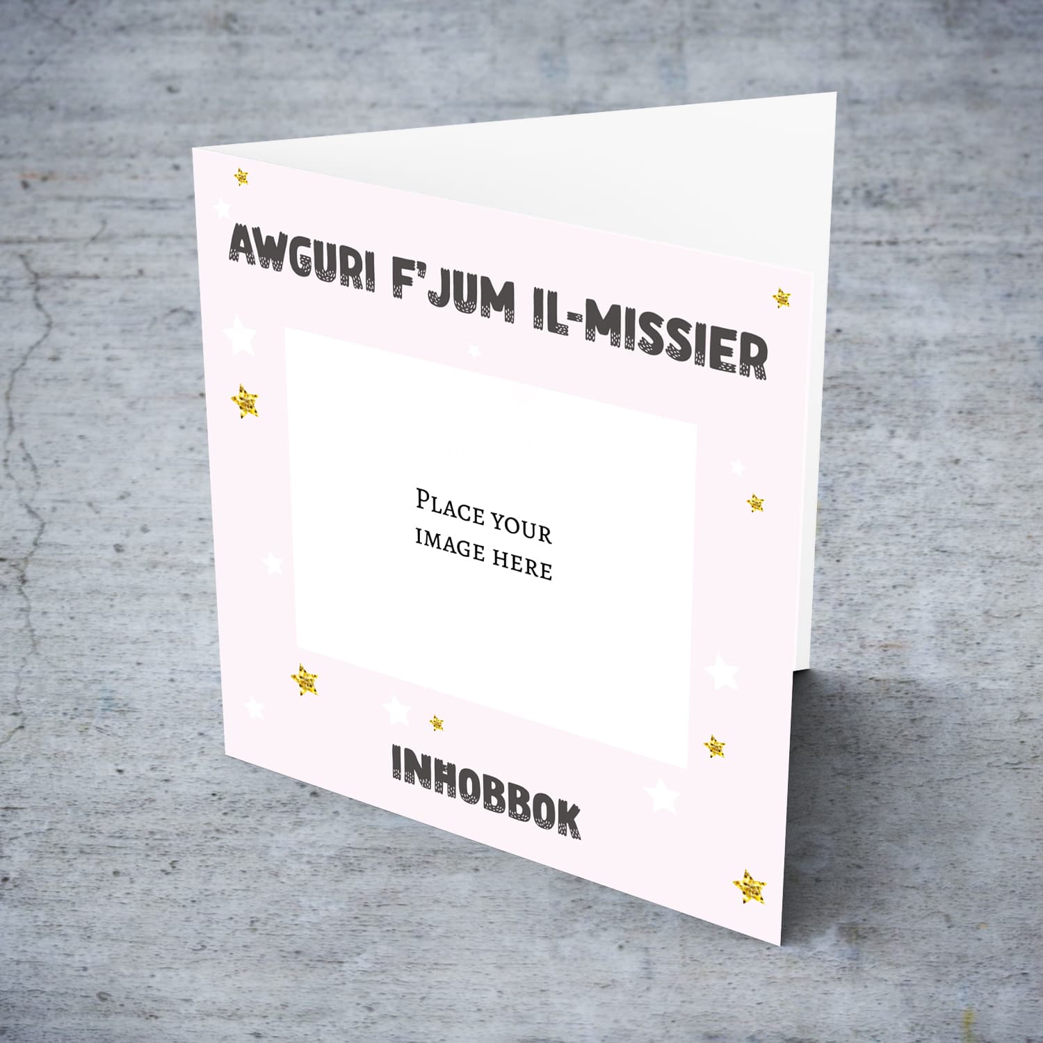 Light pink Background Father's Day Photo card with stars in Maltese