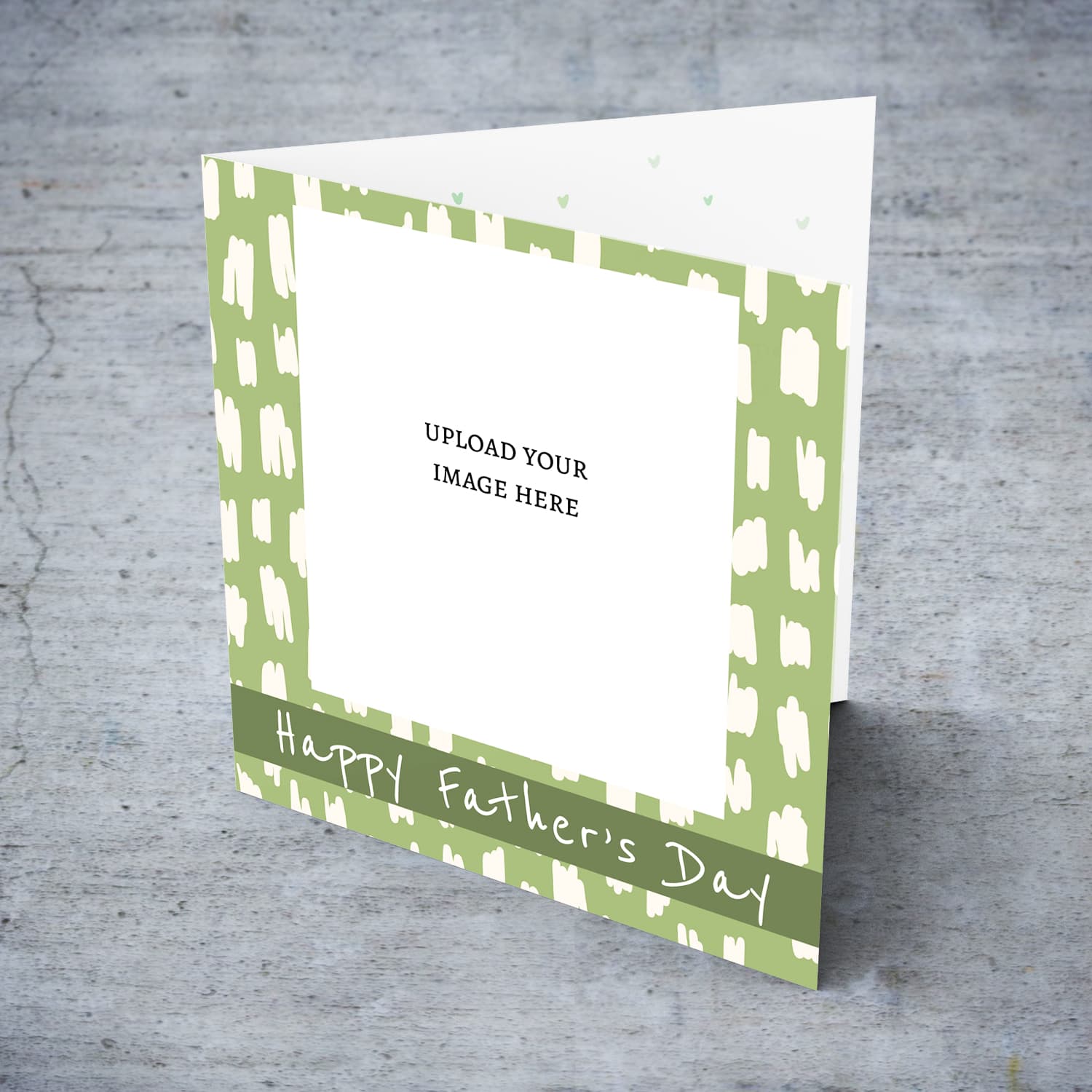 Modern green background father's day photo card in English 