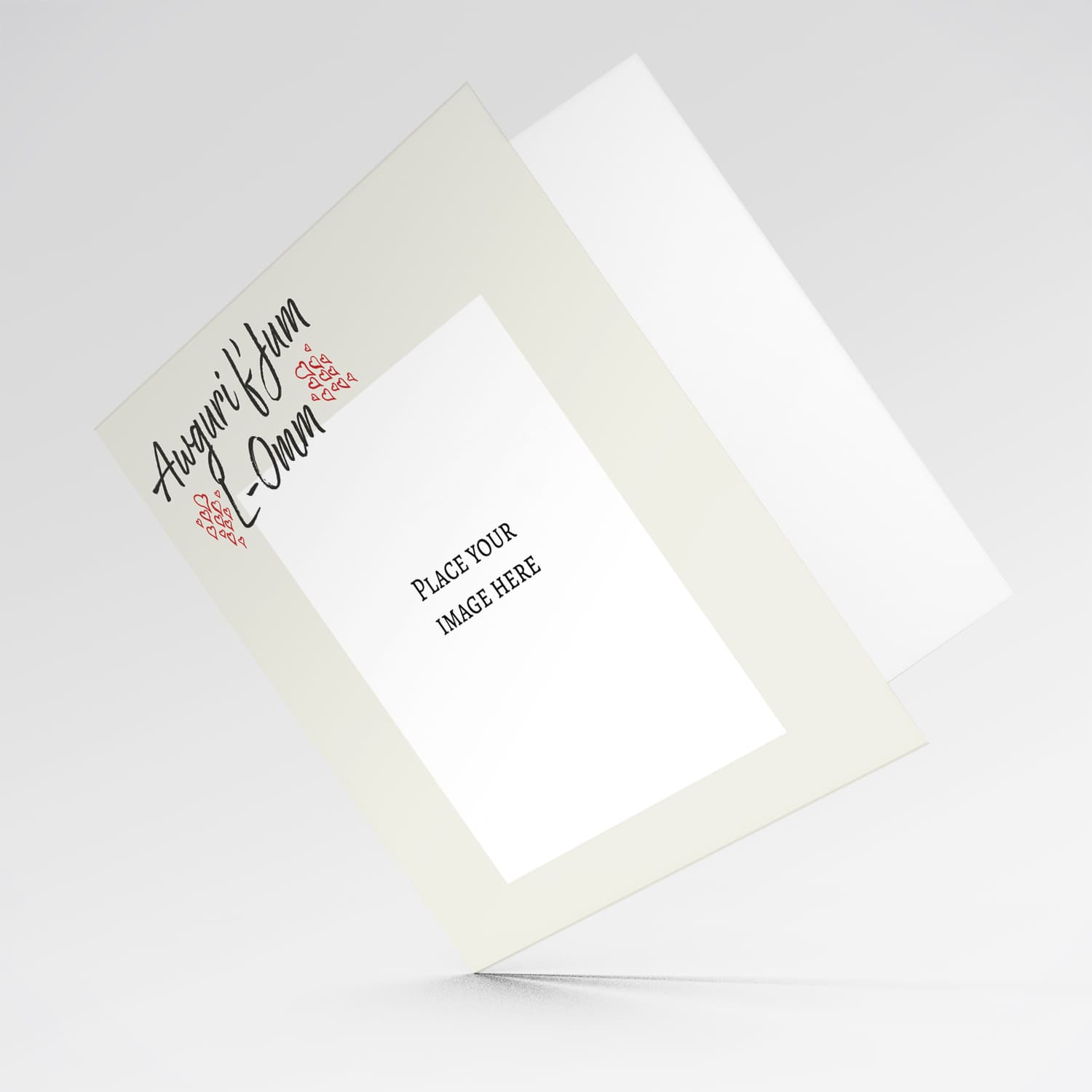 Minimalistic mother's day photo card with red hearts in Maltese
