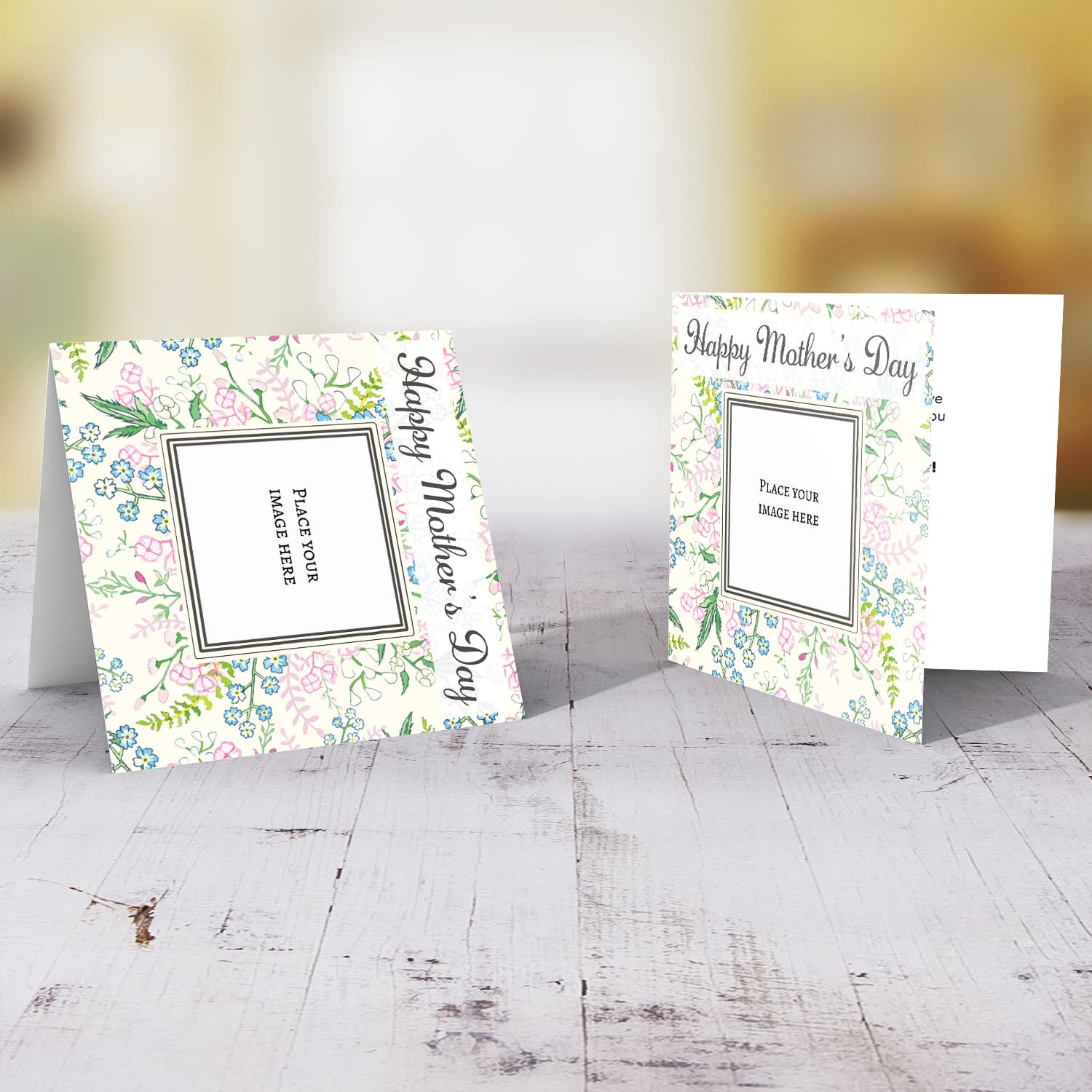 Colourful floral mother's day photo card in English