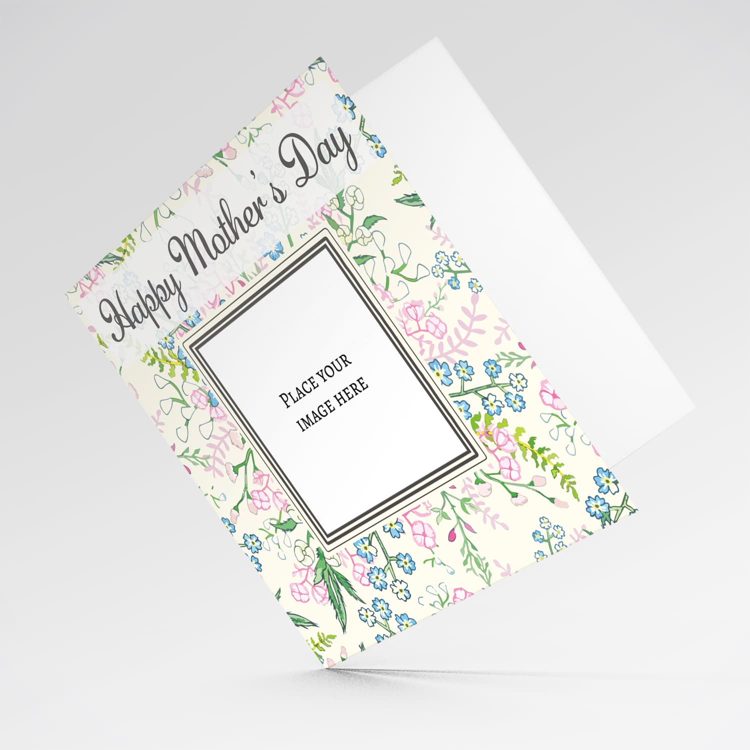 Colourful floral mother's day photo card in English