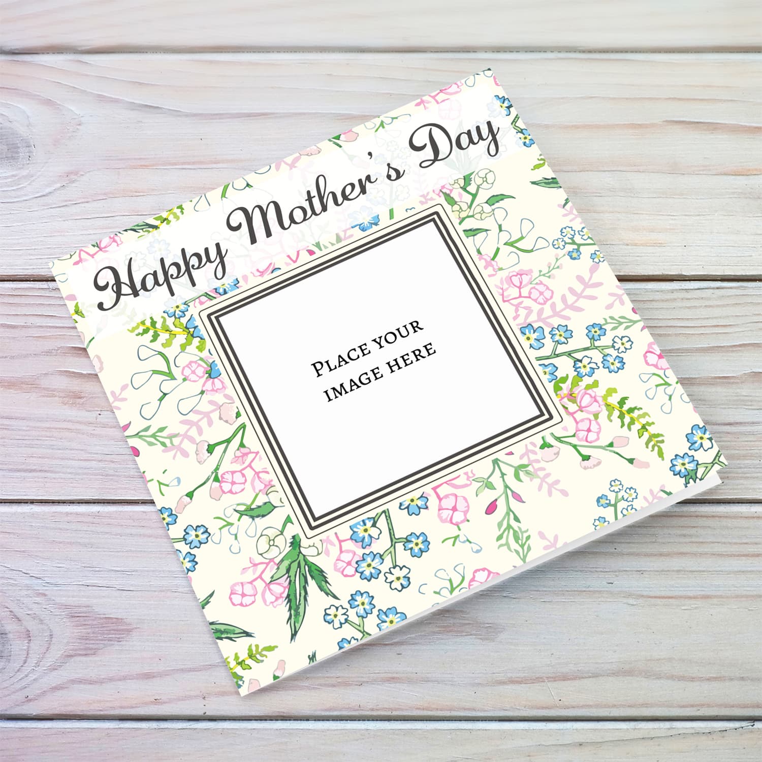 Colourful floral mother's day photo card in English