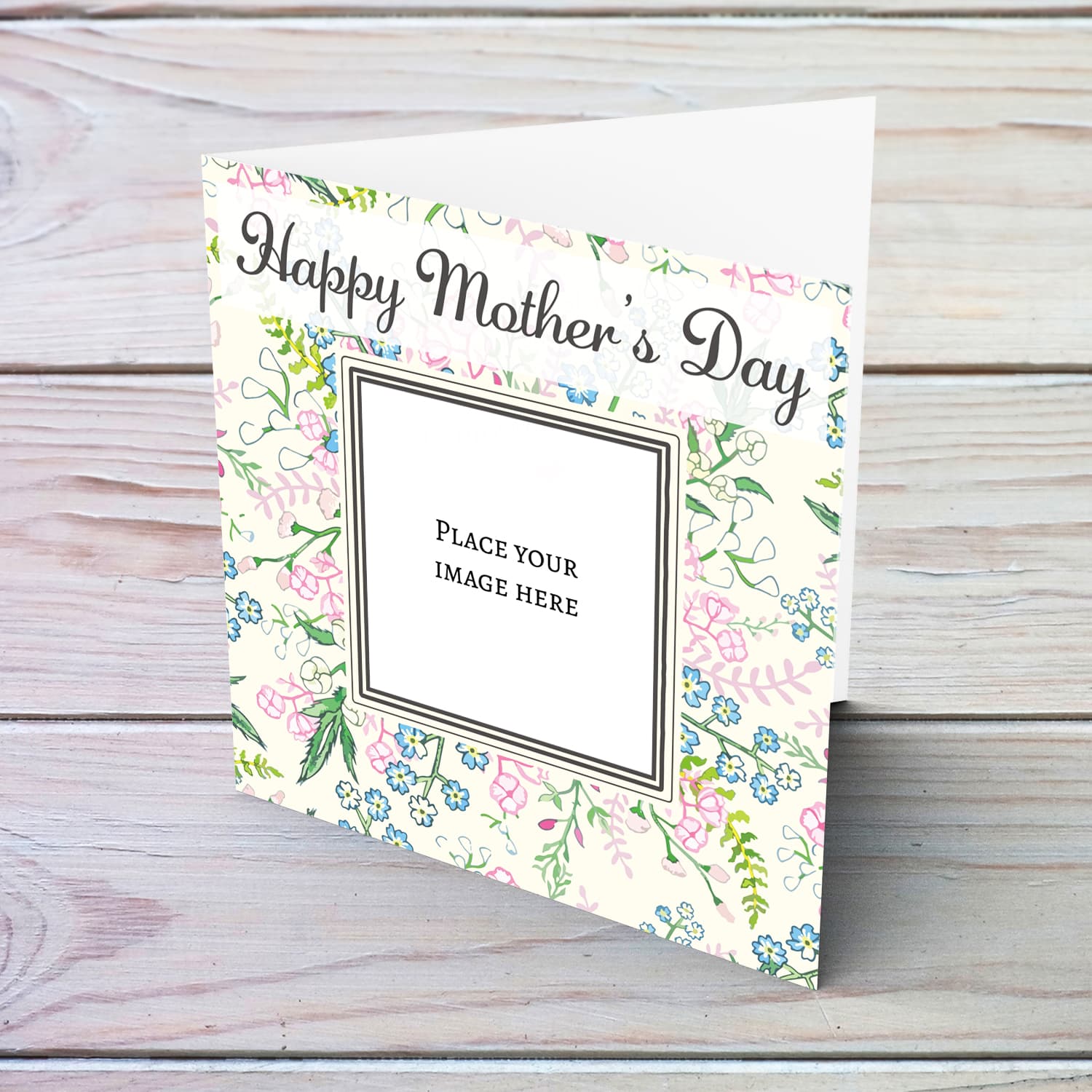 Colourful floral mother's day photo card in English