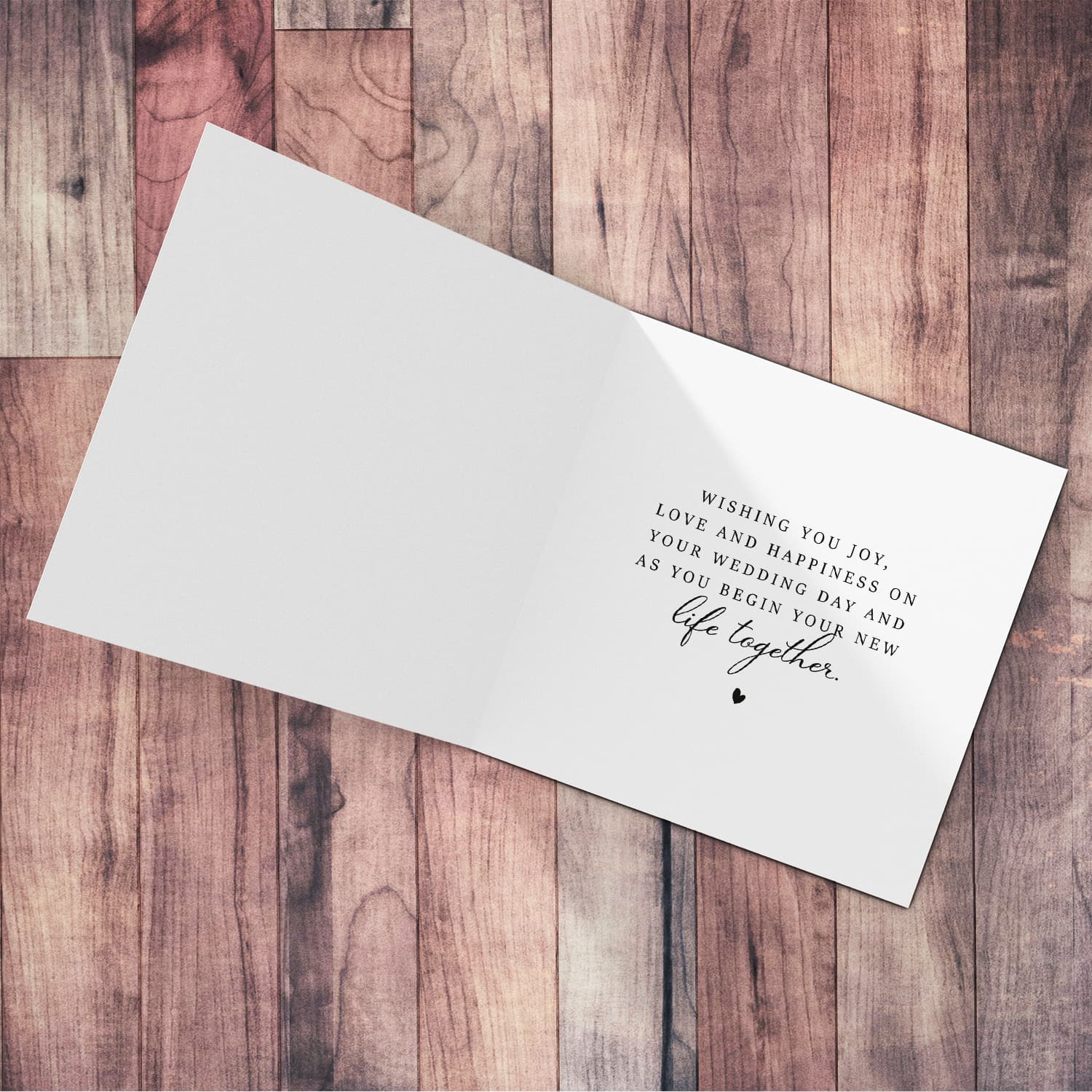 An elegant photo wedding card with a marble and gold design in English