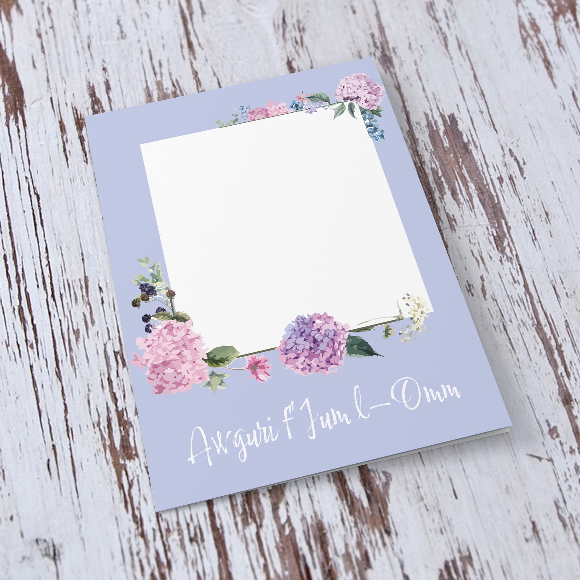 An A5 Photo Mother's Day Card in Light Pastel Colours Featuring a Floral Border in Maltese