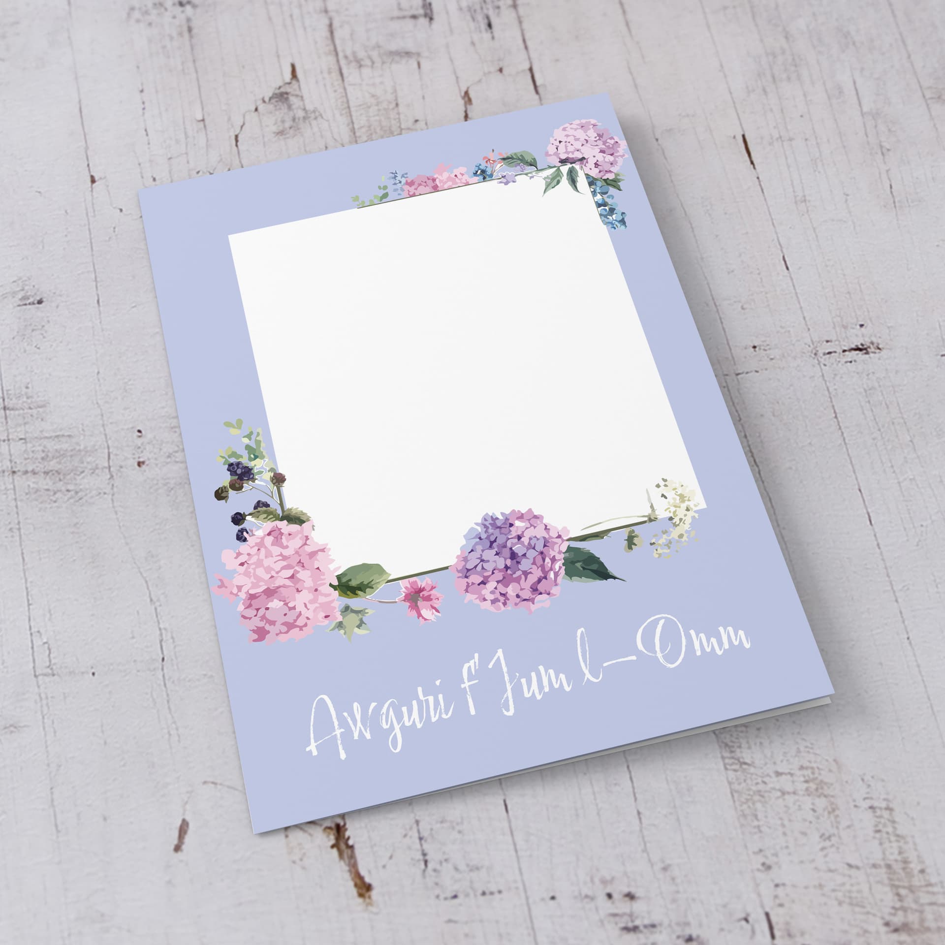An A5 Photo Mother's Day Card in Light Pastel Colours Featuring a Floral Border in Maltese