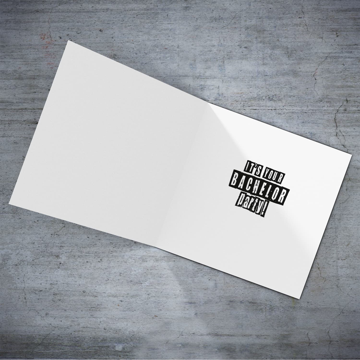 Team Name (groom) bachelor party card with moustache in English (Personalisable)
