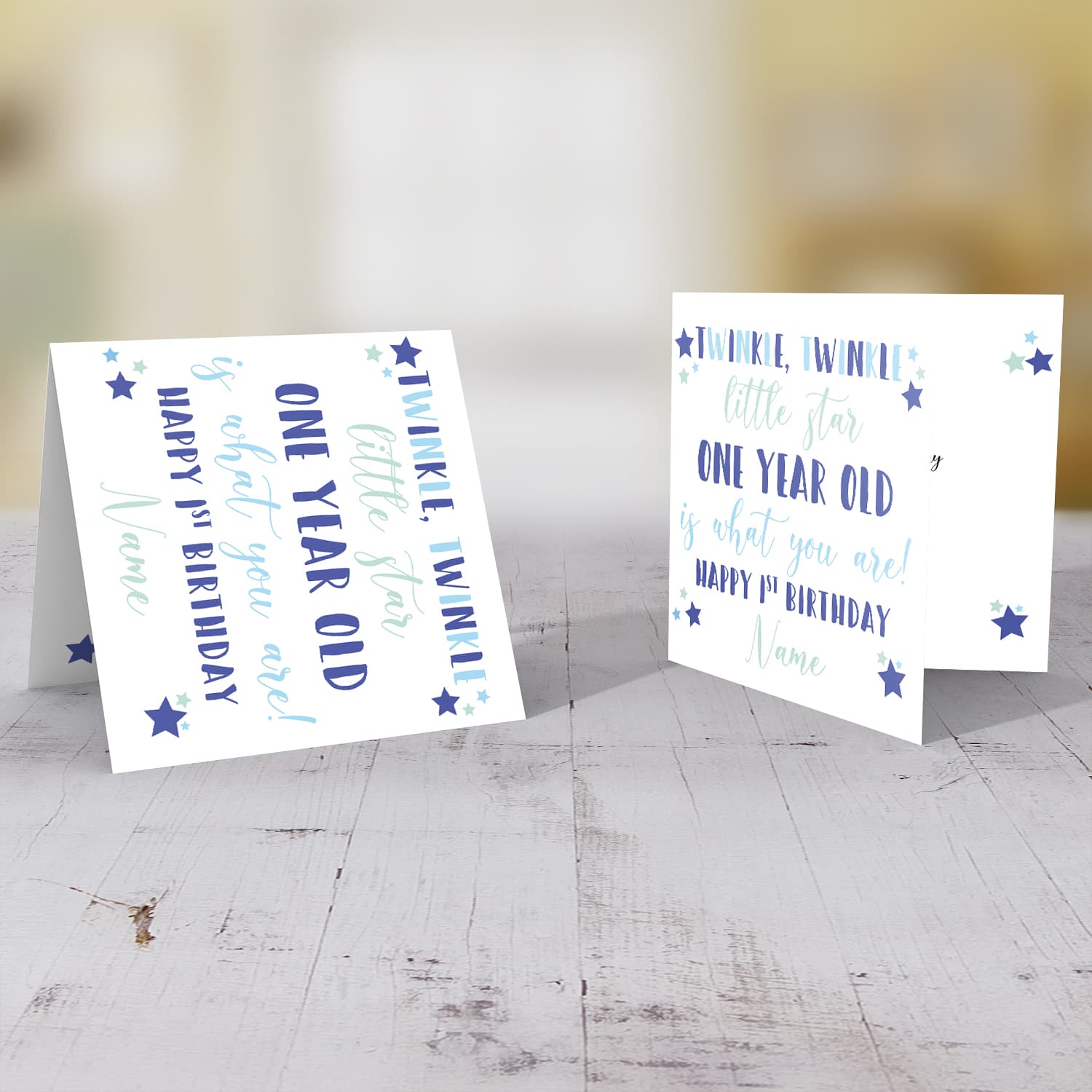 Twinkle twinkle little star birthday card for boys FIRST year in English (Personalisable)